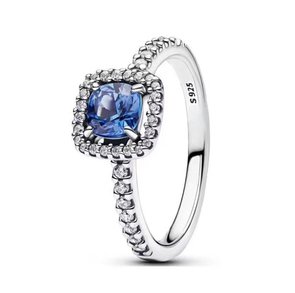 Anillo de plata con cristal azul