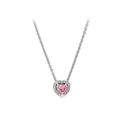 Collar de plata con corazón cristal rosa
