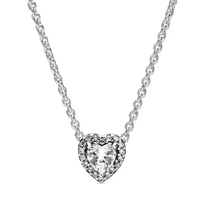 Collar de plata con corazón cristal blanco
