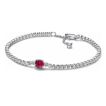 Brazalete de plata con perla roja